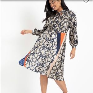 Mixed Print Fit and Flare Dress ELOQUII NWT.